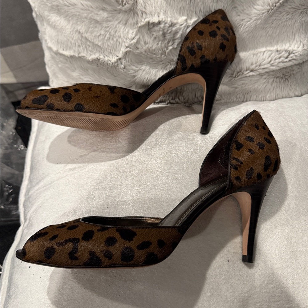 Ann Taylor Leopard Print Peep Toe Heels 7.5M - Picture 4 of 7